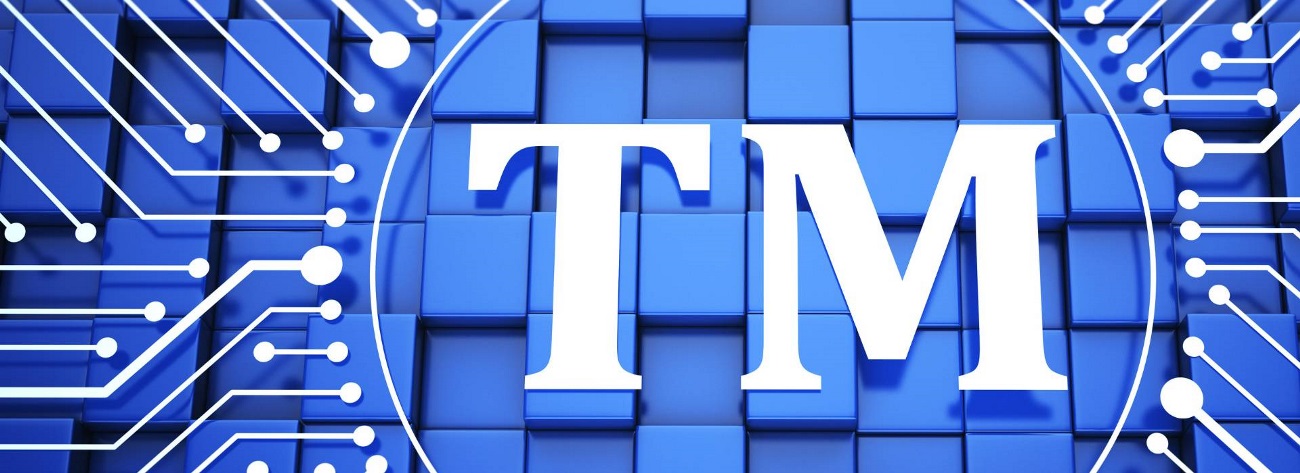 Trademark symbol on a blue background